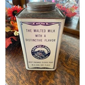 Original Coors Golden Malted Milk Tin, Adolph Coors Company 1930's, Vintage